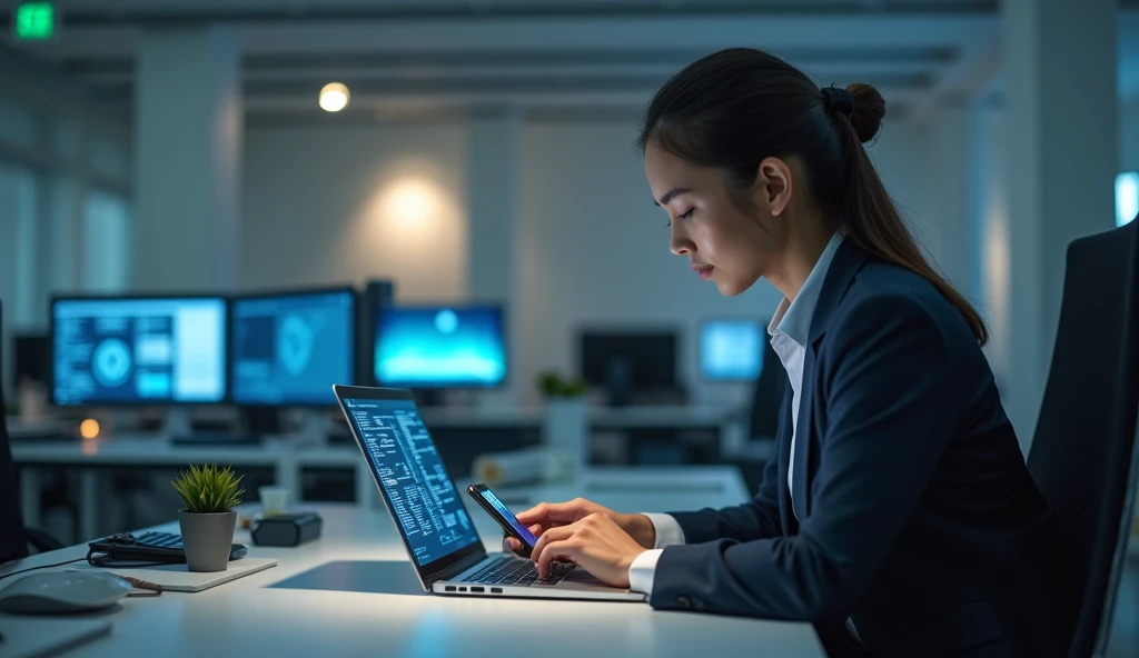 Person using AI tools to automate daily tasks on a laptop and smartphone