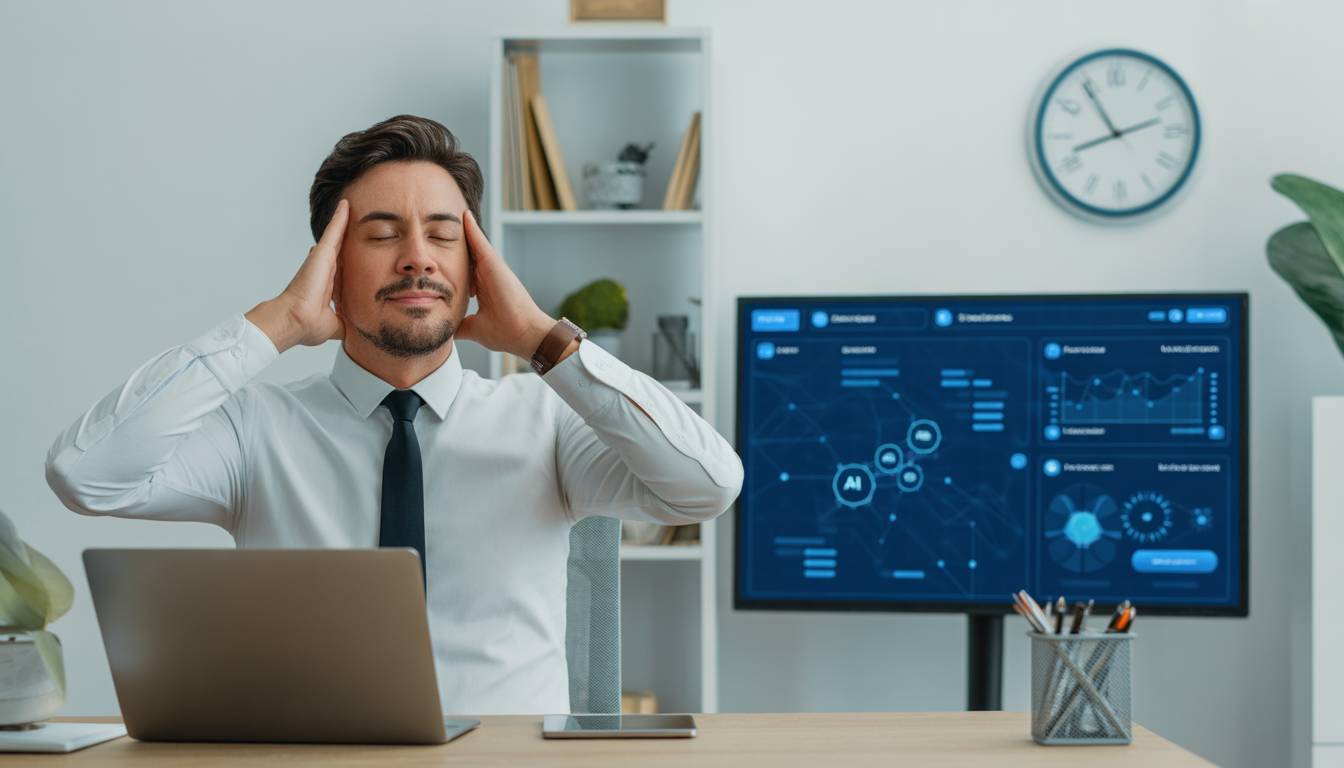 Professional saving time using AI tools to automate weekly tasks